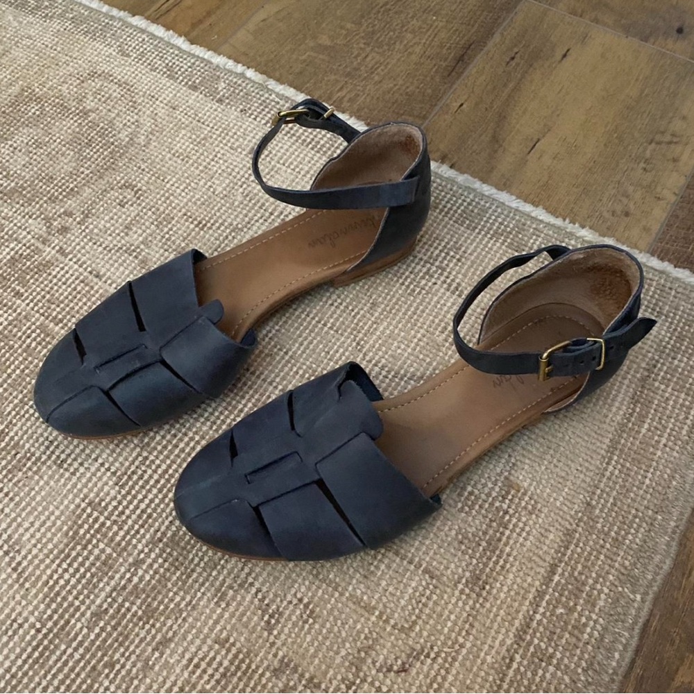 Steven Alan Black and Blue Sandals with Closed-Toe Design